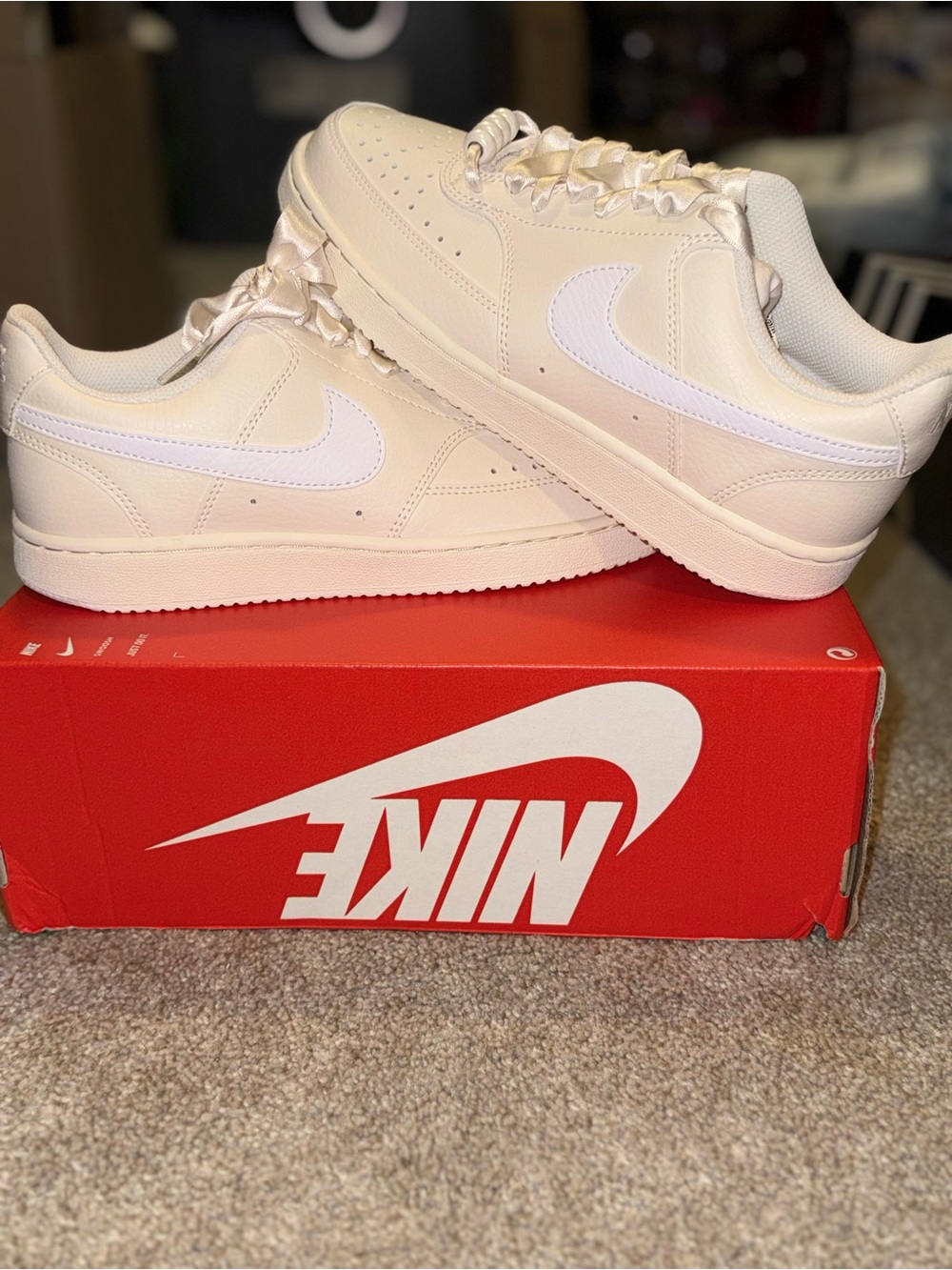 Nike Men’s Off-White Low-Top Sneakers with White Swoosh